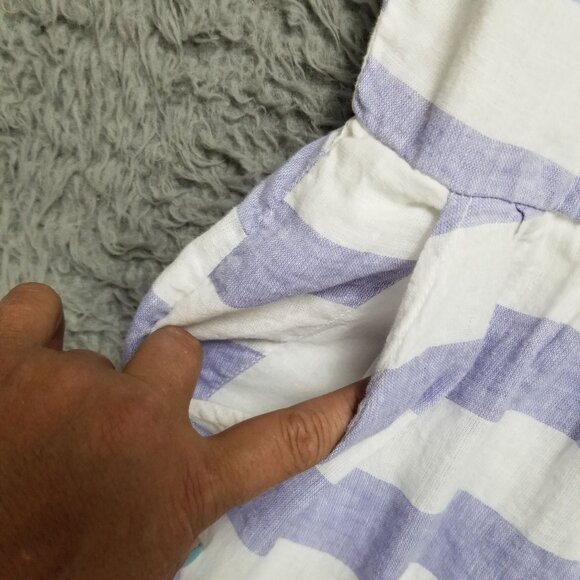 beachlunchlounge Dress Womens XL Purple White Striped Linen Blend Sleeveless - Picture 2 of 14